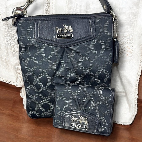 Coach Handbags - Coach Madison Dotted Op Art Swingpack Crossbody with Wallet Set